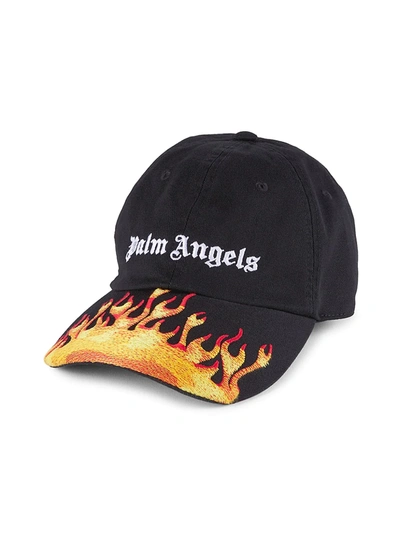 Shop Palm Angels Burning Logo Baseball Cap In Black White