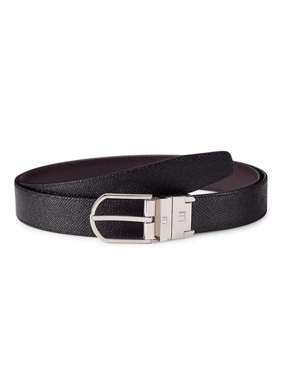 Shop Alfred Dunhill Textured Leather Belt In Brown Black