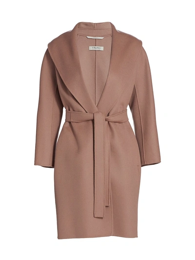 Shop Max Mara Belted Wool Wrap Coat In Antique Rose