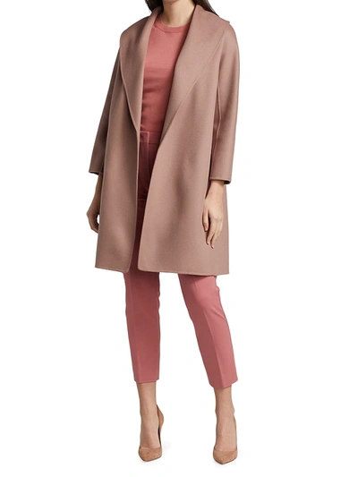 Shop Max Mara Belted Wool Wrap Coat In Antique Rose