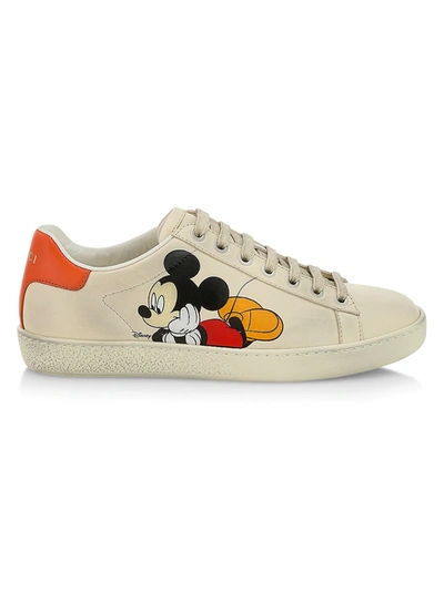 Shop Gucci Women's Leather Sneakers In Ivory Multi