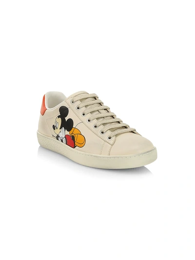 Shop Gucci Women's Leather Sneakers In Ivory Multi