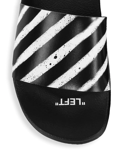 Shop Off-white Spray Stripes Slide Sandals In Black White