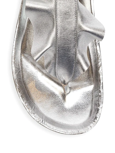 Shop Isabel Marant Isele Ruffle Leather Thong Sandals In Silver