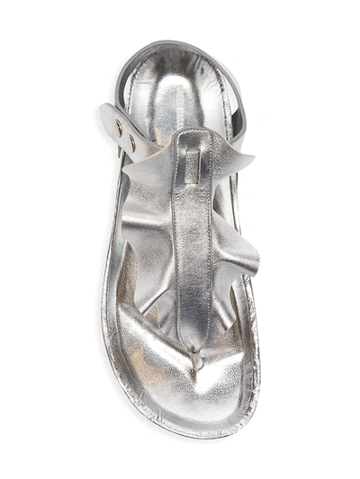 Shop Isabel Marant Isele Ruffle Leather Thong Sandals In Silver