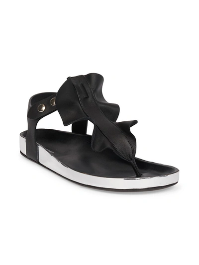 Shop Isabel Marant Isele Ruffle Leather Thong Sandals In Black