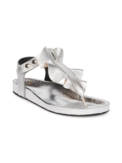 Shop Isabel Marant Isele Ruffle Leather Thong Sandals In Black