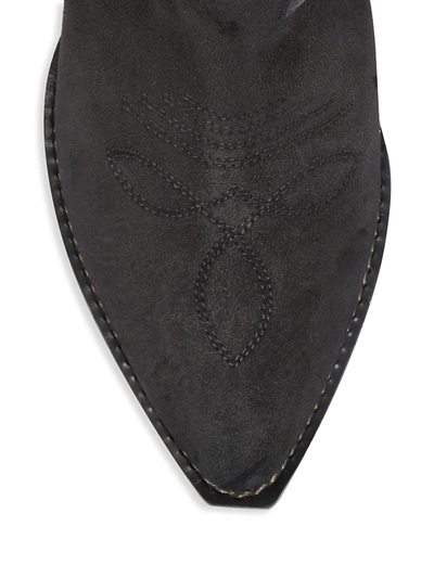 Shop Isabel Marant Luliette Embellished Suede Western Boots In Faded Black