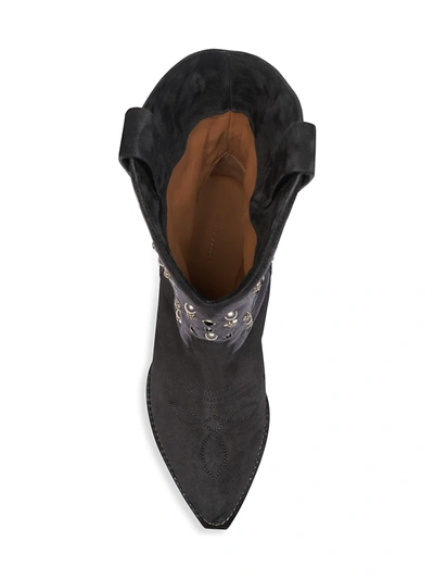 Shop Isabel Marant Luliette Embellished Suede Western Boots In Faded Black