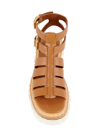 Shop Stella Mccartney Emilie Lug-sole Gladiator Sandals In Cuoio