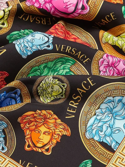 Shop Versace Women's Medusa Ampliefied Silk Scarf In Black Multi