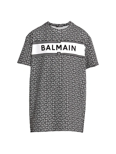Shop Balmain Flock T-shirt In Ivory Noir