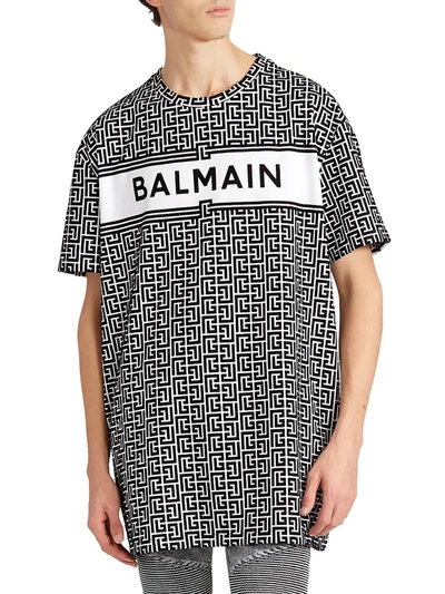 Shop Balmain Flock T-shirt In Ivory Noir