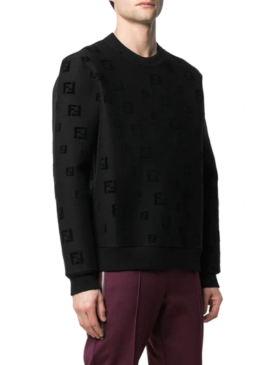 Shop Fendi Ff-logo Crew-neck Sweatshirt In Black