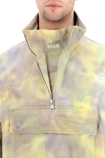 Msgm Printed Anorak Jacket In Yellow,purple