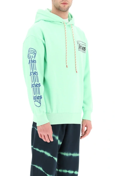 Shop Aries Temple Hoodie In Green,black,blue