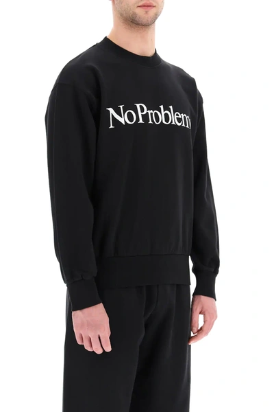 Shop Aries Sweatshirt With No Probemo Print In Black,white