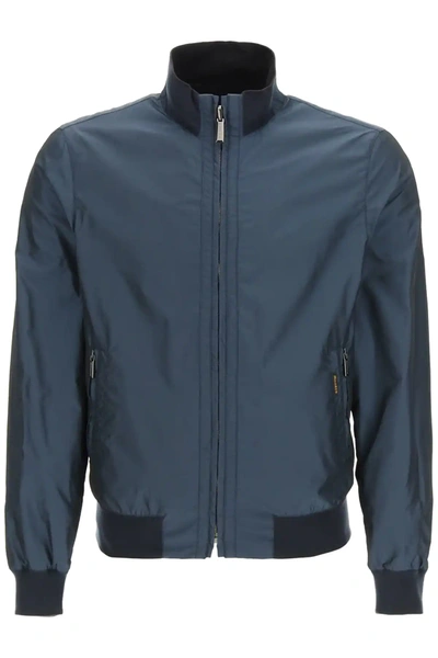 Shop Moorer Axten Reversible Bomber Jacket In Blue,black