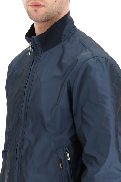 Shop Moorer Axten Reversible Bomber Jacket In Blue,black