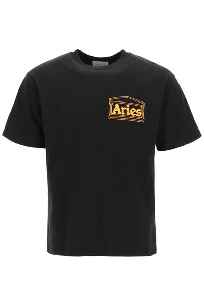 Shop Aries T-shirt With Noodles Logo Print In Black,orange