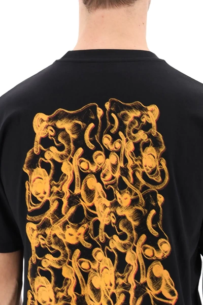 Shop Aries T-shirt With Noodles Logo Print In Black,orange