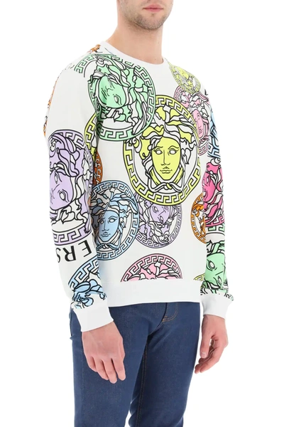 Shop Versace Medusa Amplified Print Sweatshirt In White,yellow,green