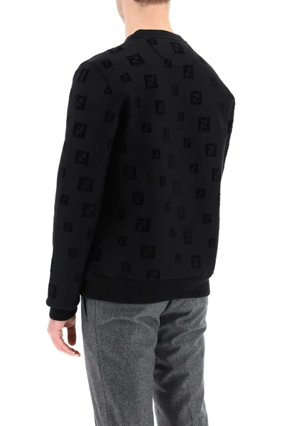 Shop Fendi Crew Neck Sweatshirt Ff Logo In Black