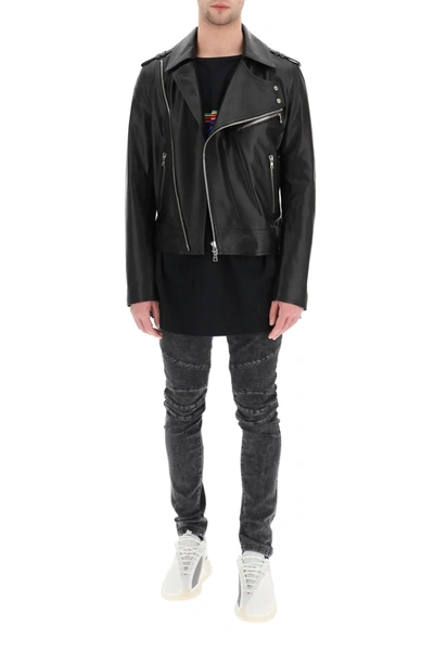 Shop Balmain Slim Biker Jeans In Black