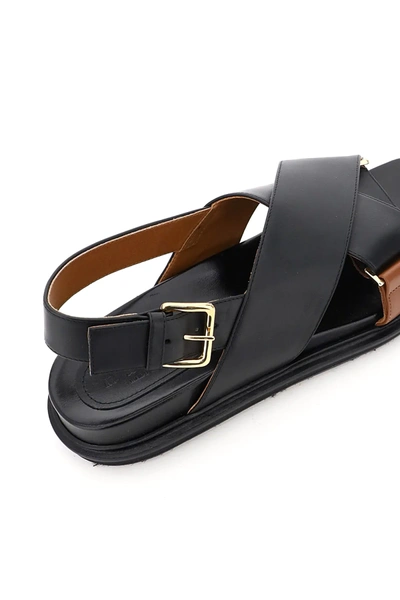 Shop Marni Fussbett Bicolor Sandals In Black,brown