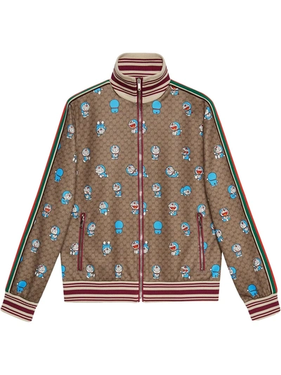 Shop Gucci X Doraemon © Fujiko-pro Technical Jersey Jacket In Brown
