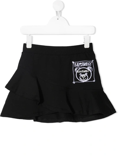 Shop Moschino Toy Bear Ruffle Skirt In Black