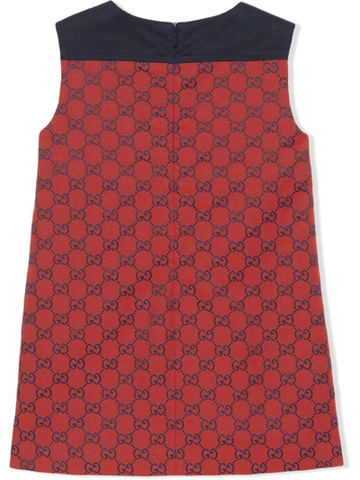Shop Gucci Panelled Gg Canvas Dress In Red