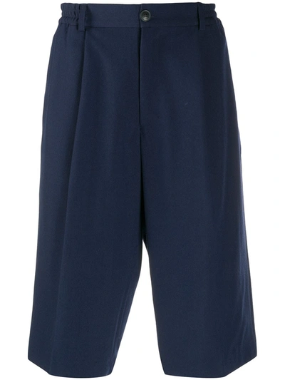 Shop Ami Alexandre Mattiussi Mid-rise Wool Shorts In Blue