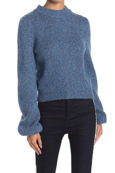 Shop Veronica Beard Alexey Intarsia Mock Neck Cotton & Merino Wool Blend Sweater In Blue