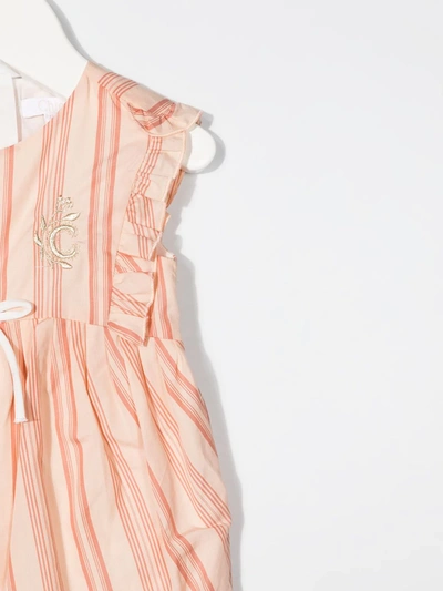 Shop Chloé Striped Sleeveless Jumpsuit In Pink
