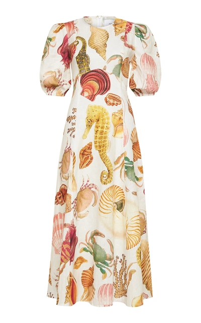 Shop Alãmais Women's Atlantis Flared Printed Linen Dress