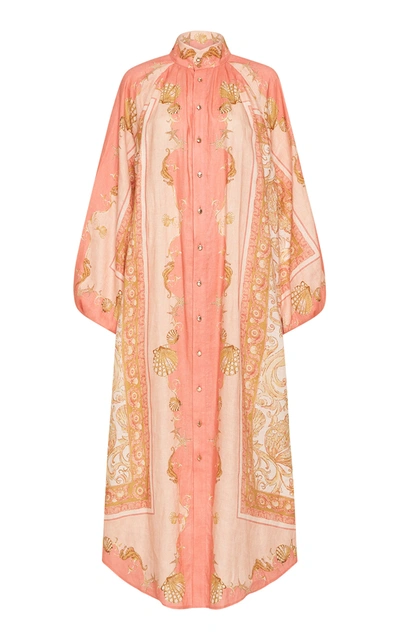 Shop Alãmais Women's Ursula Printed Linen Shirt Dress