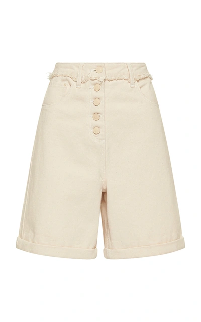 Shop Alãmais Women's Yolo Fray-detail Denim Shorts In Neutral