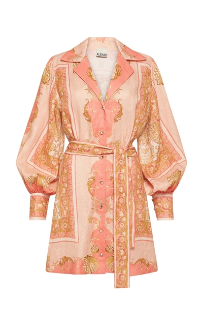 Shop Alãmais Women's Ursula Printed Silk Shirt Dress In Pink