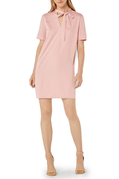 Shop Bcbgmaxazria Tie Neck Shift Dress In Pink Rose