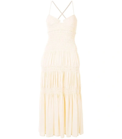 Shop Proenza Schouler Ecru Bustier Smocked Dress In White