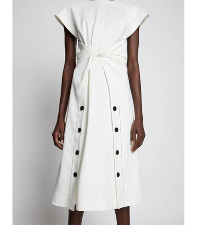 Shop Proenza Schouler Viscose Gabardine Front Twist Dress In 102 Off White