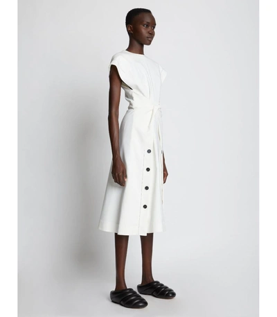 Shop Proenza Schouler Viscose Gabardine Front Twist Dress In 102 Off White