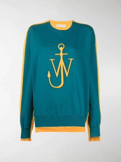 Shop Jw Anderson Deconstructed Fleece Back Sweatshirt In Blue