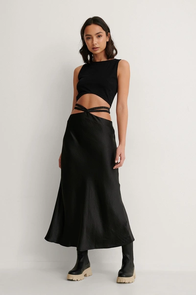 Shop Na-kd Satin Strap Midi Skirt - Black