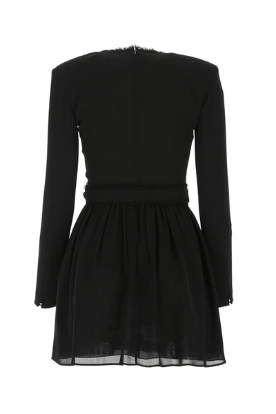 Shop Saint Laurent Black Crepe Mini Dress  Nd  Donna 38f