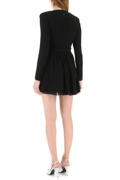 Shop Saint Laurent Black Crepe Mini Dress  Nd  Donna 38f