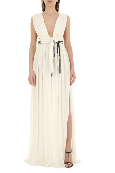 Shop Saint Laurent Ivory Crepe Long Dress  Nd  Donna 36f