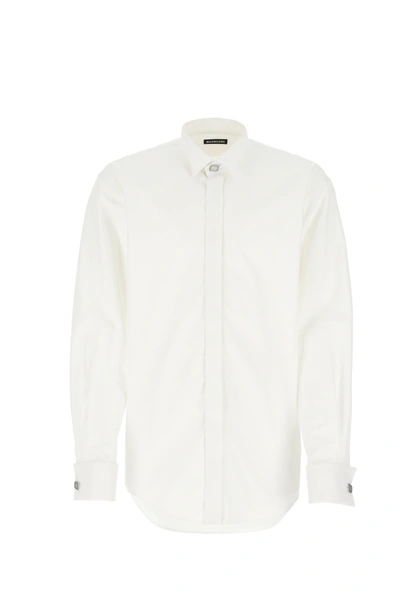 Shop Balenciaga White Poplin Shirt  White  Uomo 40
