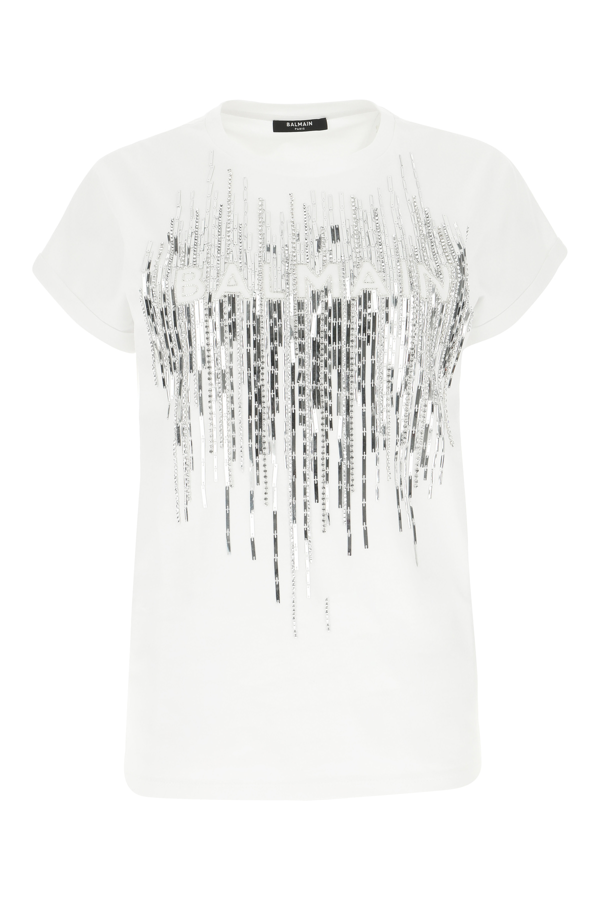 Pink Cotton T Shirt With Flocked White 